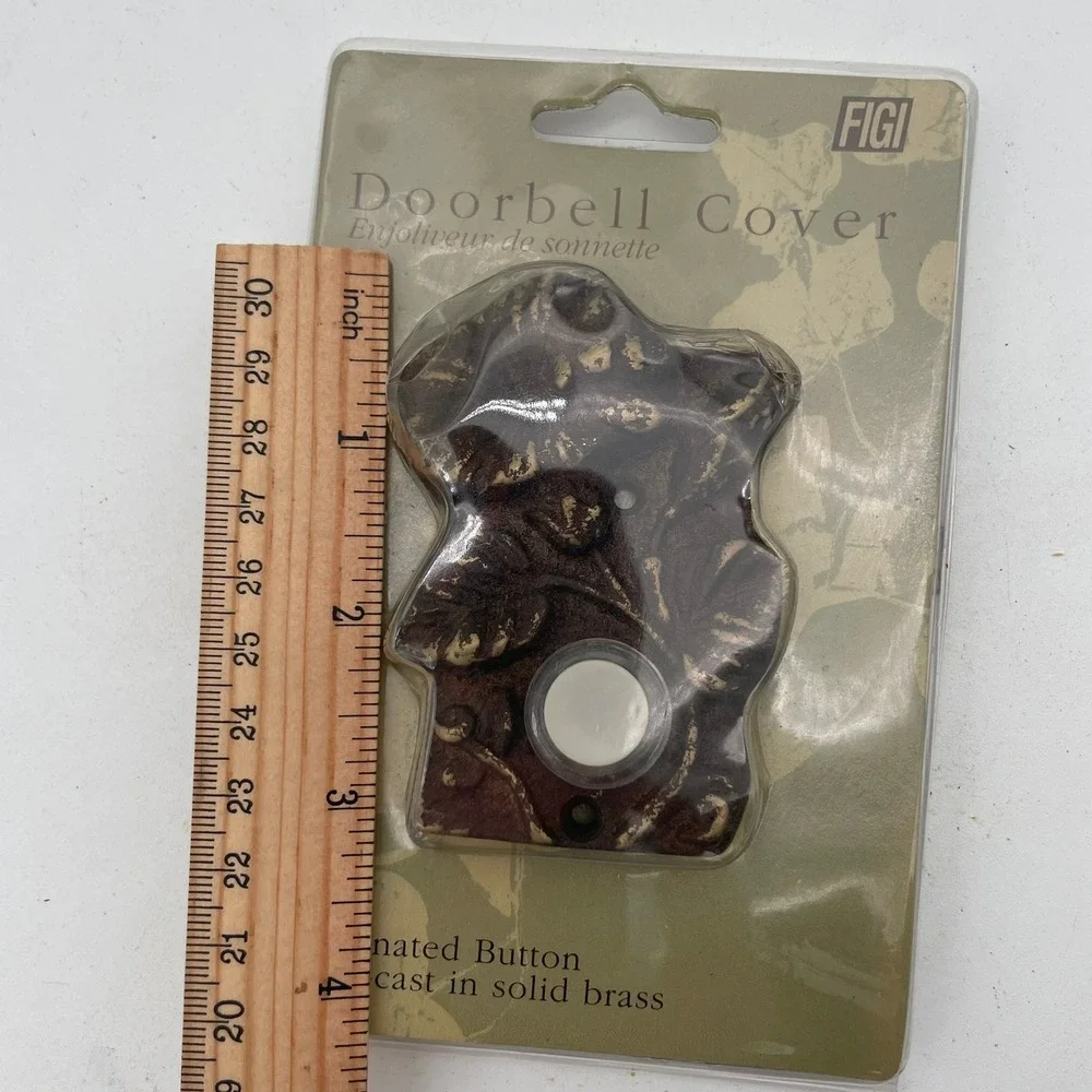 FIGI flower‎ Doorbell Cover Antique Bronze Illuminated Button Solid Brass New